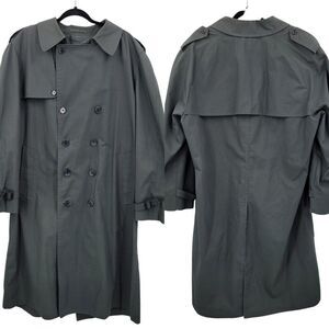 Vtg London Fog Mens Double-Breasted Trench Coat 44 Regular Gray Sailor Back City